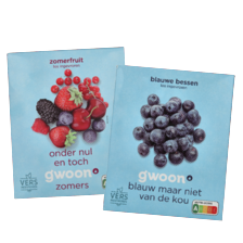 g’woon diepvries bramen,
blauwe bessen, aardbeien,
mango of zomerfruit